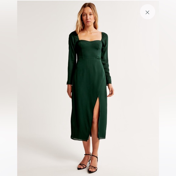 Abercrombie & Fitch Dresses & Skirts - NWT Abercrombie Camille Long-Sleeve Midi Dress in Green. Size small petite